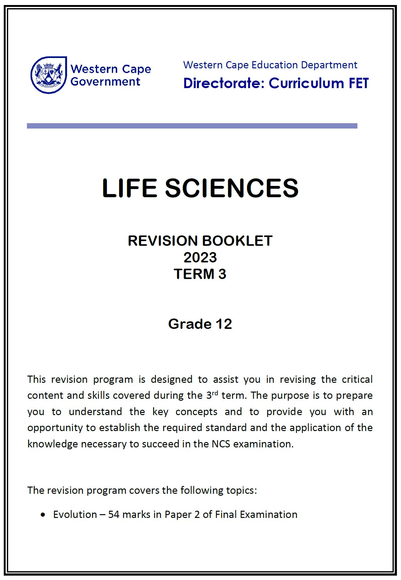 life science grade 12 term 3 assignment evolution